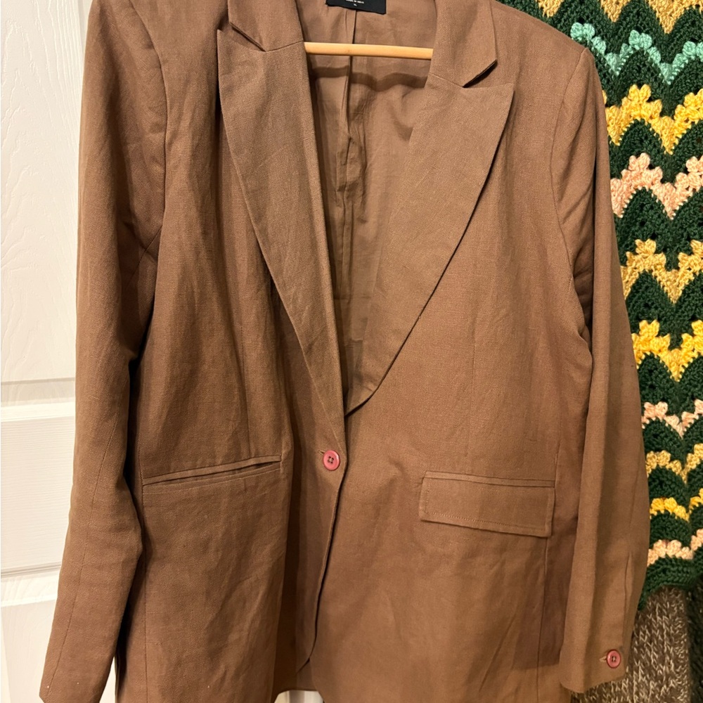 Able Classic Brown Linen Blazer